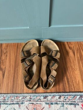 Birkenstock Milanos Suede Sandals in Brown
